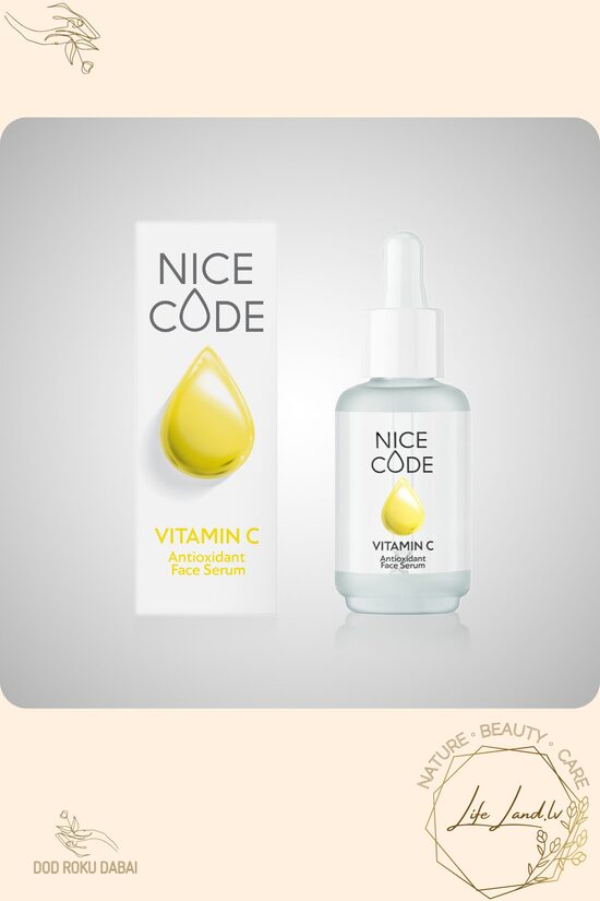 NICE CODE VITAMIN C dabīgs sejas serums – antioksidants ar C vitamīnu, 30 ml