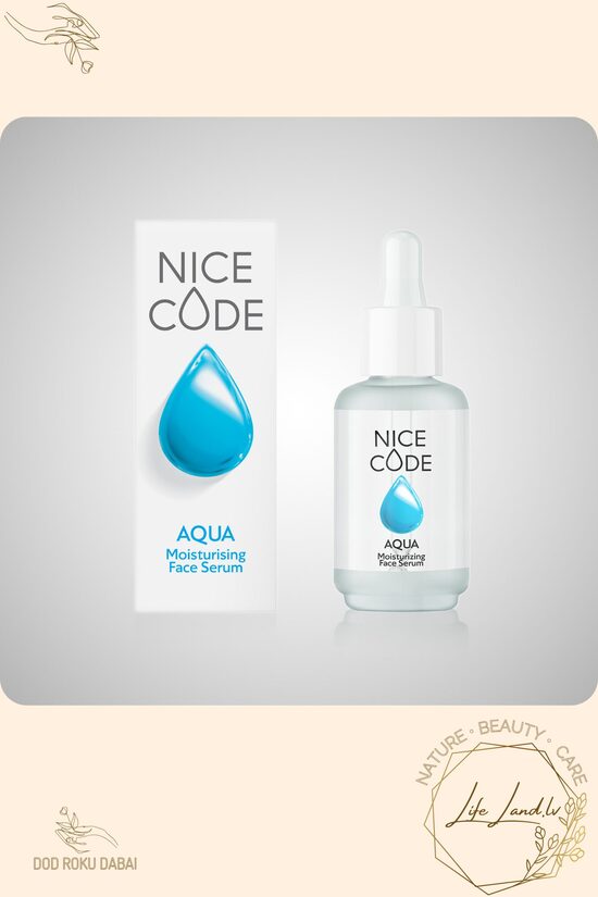AQUA NICE CODE mitrinošs sejas serums 30 ml – dabīgs serums ar hialuronskābi visiem ādas tipiem