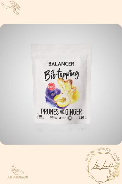 Šķiedrvielu komplekss Bio-topping "Žāvētas melnās plūmes & ingvers", salds, 150 g