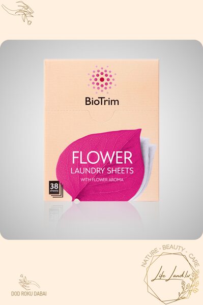 BioTrim FLOWER veļas mazgāšanas plāksnes – 38 gab., ar ziedu aromātu, piemērotas stipri netīrai veļai