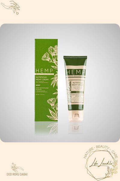 Nakts krēms intensīvai sejas ādas barošanai HEMP, 50 ml